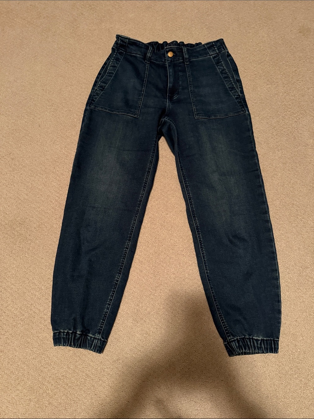 J. Crew Dark Blue Relaxed Women's Jeans with Elastic Hem